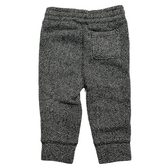 NWT GAP Baby Boy Fleece Pants Sz 12-18M Black Gray Chevron Pull-On - Picture 2 of 4